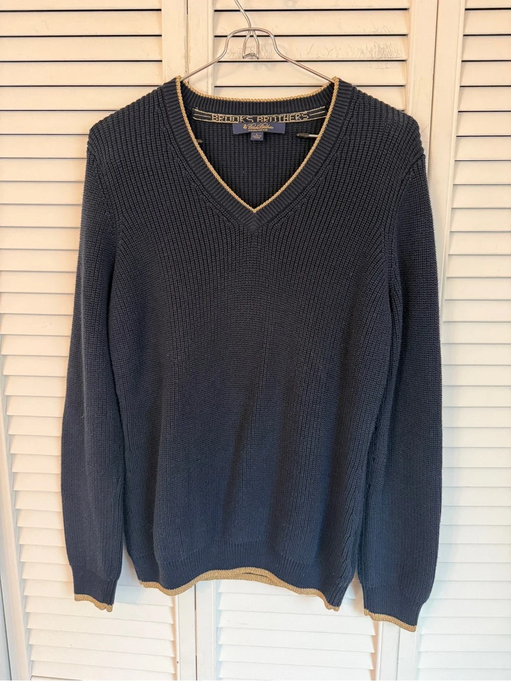 Brooks Brothers Womens Preppy Navy Blue Gold Sweater Country Club Old Money